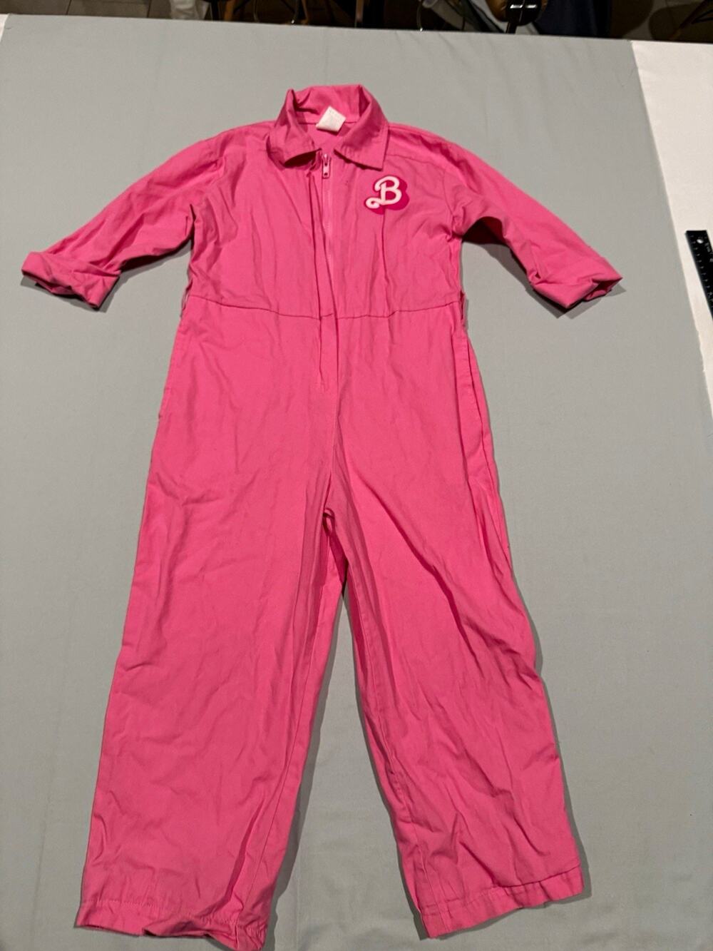 Spirit Halloween Barbie The Movie Girls Pink Zip-Front Cotton Canvas Jumpsuit